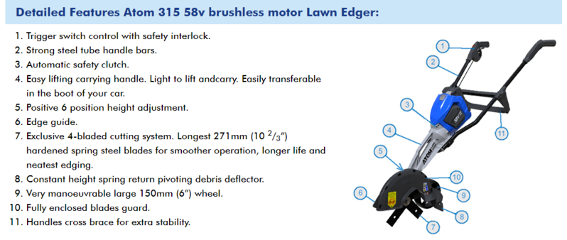 Atom Battery Edger - kit with 5AH battery & charger